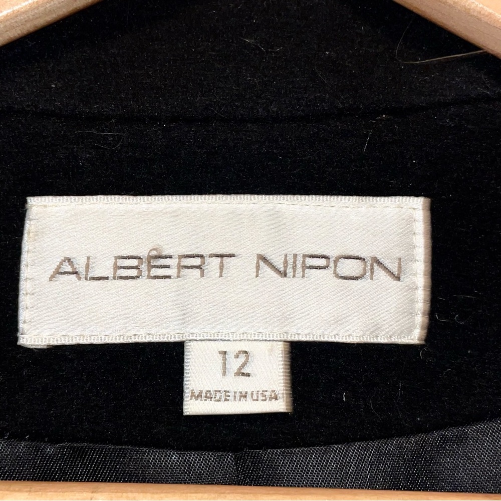 Albert Nipon Long Line Black Wool & Cashmere Coat - image 3